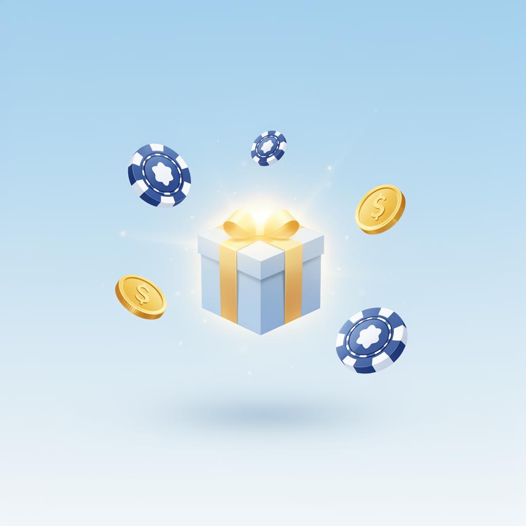 Razed bonus gift box with casino chips and coins